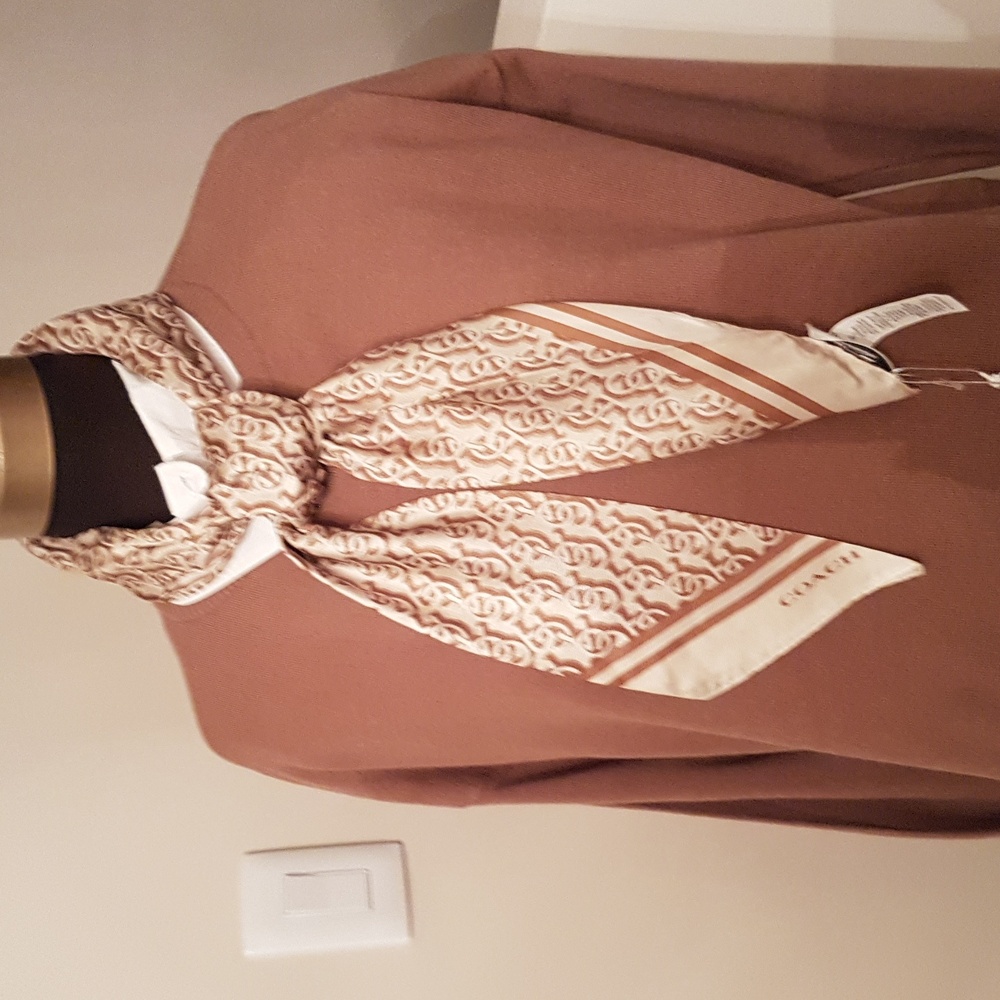 Coach Silk Signature Brown and Cream Scarf